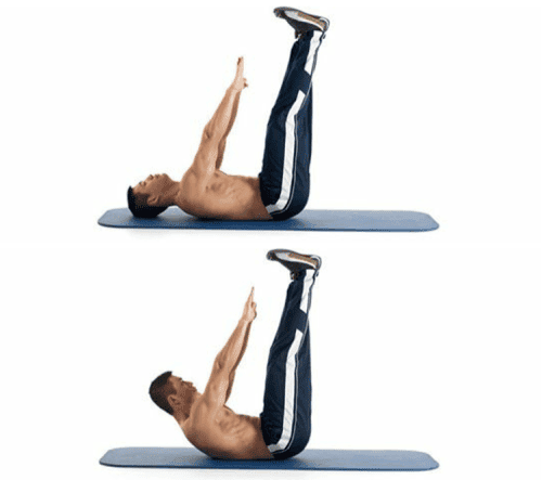 ćwiczenie na brzuch spięcia brzucha z uniesionymi nogami