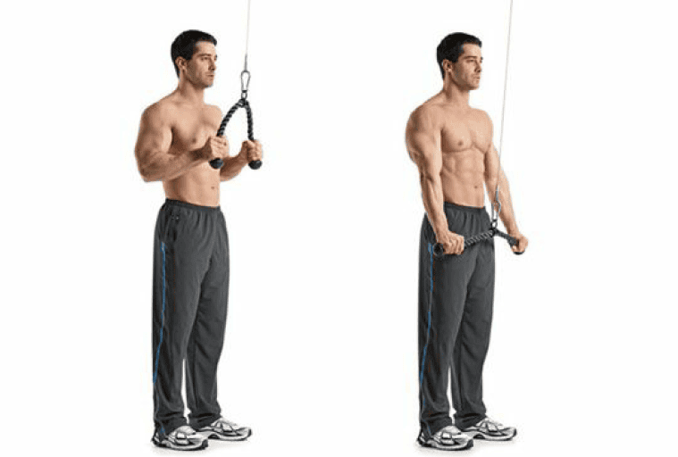 ćwiczenie na triceps ściąganie liny