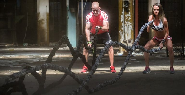 trening cardio liny battle rope