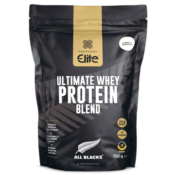 healthspan elite all blacks ultimate whey protein blend wanilia