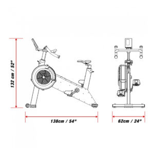 xebex-airplus-smartconnect-wymiary Rower stacjonarny Air Plus Cycle Smart Connect